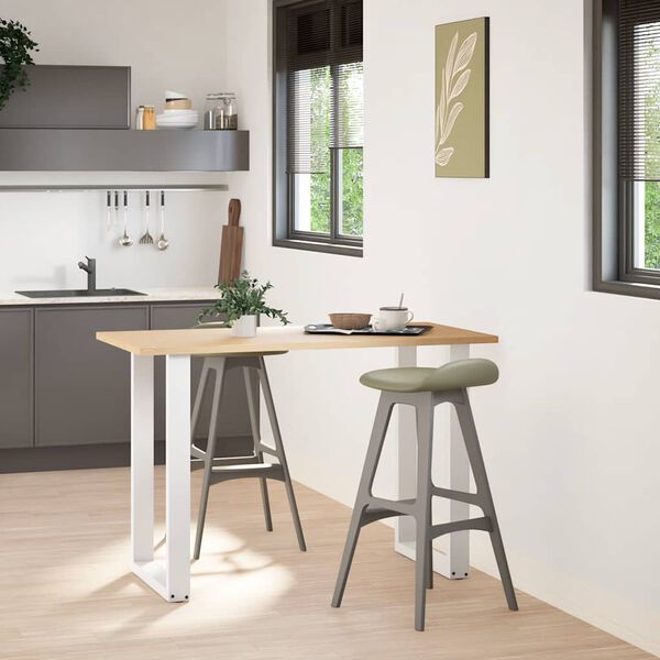 vidaXL barbor&eth;sf&aelig;tur U-laga 2 stk. hv&iacute;tir 60x(90-91) cm st&aacute;l