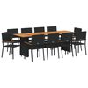 vidaXL Gar&eth;ur bor&eth;sett 11 pcs Svartur p&oacute;l&yacute;rattan