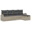 vidaXL Gar&eth;s&oacute;fa sett me&eth; p&uacute;&eth;i me&eth; geymslu 5 pcs Lj&oacute;sgr&aacute;tt Poly rattan