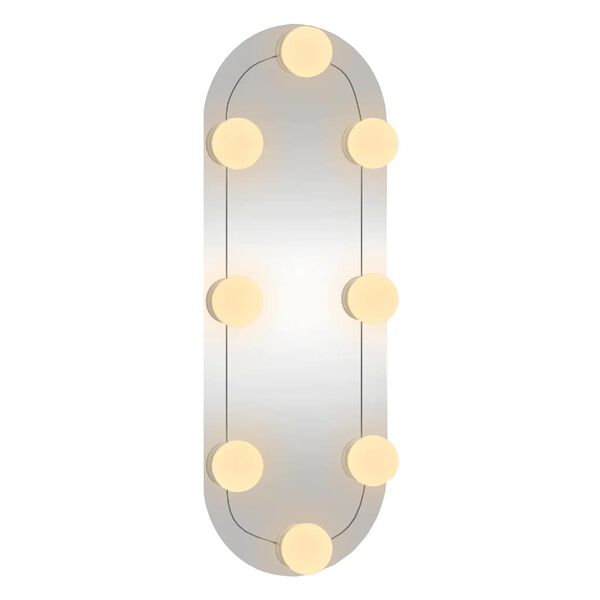vidaXL Veggspegill me&eth; LED lj&oacute;sum 15x40 cm Gler Spor&ouml;skjulaga