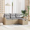vidaXL S&oacute;fasett me&eth; p&uacute;&eth;i 4 pcs Beige og lj&oacute;sgr&aacute;r p&oacute;l&yacute;rattan