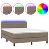 vidaXL H&oacute;lfa&eth; Springr&uacute;m me&eth; D&yacute;nu og LED M&oacute;gr&aacute;r 140x190cm Tauefni