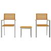 vidaXL Garðborðstofusett 3 pcs Brúnn Solid teak viður