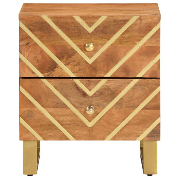 vidaXL N&aacute;ttbor&eth; Br&uacute;nn og Svartur Gegnheill Mang&oacute;vi&eth;ur