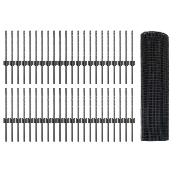 vidaXL Gir&eth;ing me&eth; p&oacute;st Gr&aacute;r 0,4 x 100 m St&aacute;l og PVC