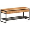 vidaXL Sk&oacute;bekkur 110x35x45 cm Gegnheill Akas&iacute;uvi&eth;ur og J&aacute;rn
