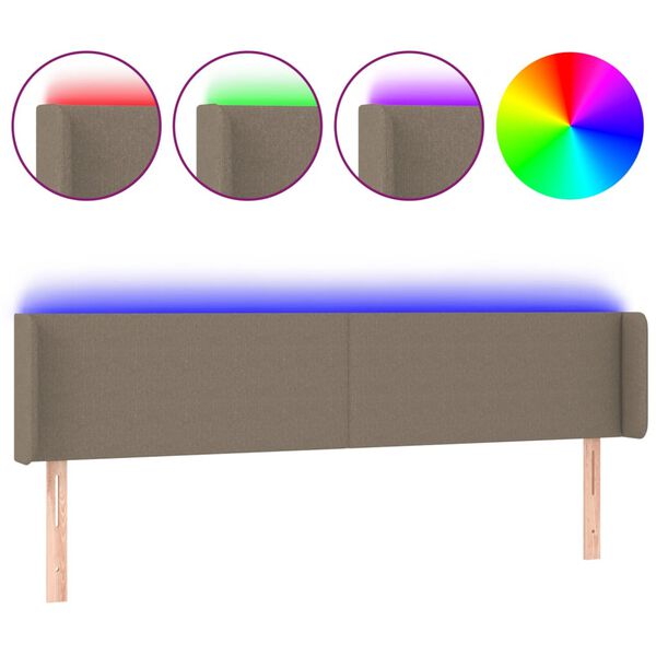 vidaXL LED h&ouml;fu&eth;gafl Taupe 163x16x78/88 cm Efni