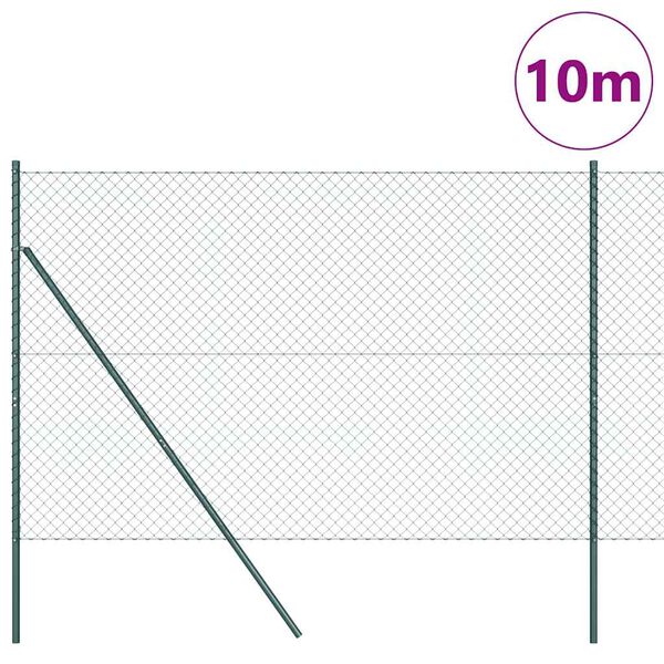 vidaXL Gir&eth;ingarp&oacute;stur Gr&aelig;nn 10 x 1,6 m (40 x 40 mm net) St&aacute;l og PVC