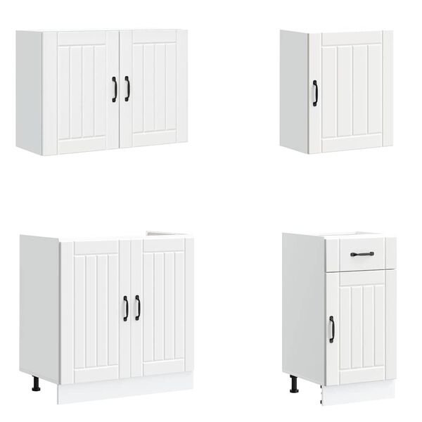 vidaXL 7 stykki Eldh&uacute;ssk&aacute;pasett "Lucca" Hv&iacute;tur verkfr&aelig;&eth;ingur