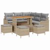 vidaXL Gar&eth;s&oacute;fa sett me&eth; p&uacute;&eth;i 9 pcs Drapplita&eth;ur p&oacute;l&yacute;rattan