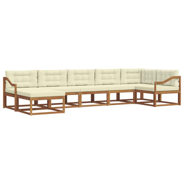 vidaXL &Uacute;ti s&oacute;fasett me&eth; p&uacute;&eth;i 7 pcs N&aacute;tt&uacute;rulegt og Krem