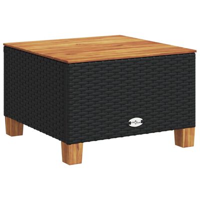 vidaXL Garðborð Grátt 55x55x36 cm Pólýrattan Akasíuviður