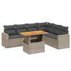 vidaXL 7-Hluta Gar&eth;s&oacute;fasett me&eth; Sessum Gr&aacute;tt P&oacute;l&yacute;rattan