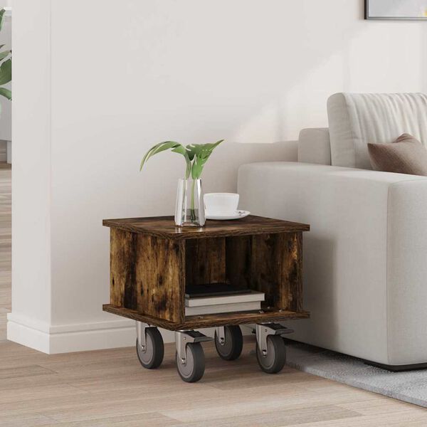 vidaXL Sj&oacute;nvarpsstandur Rau&eth;-eik 37 x 35 x 35 cm Samsettur vi&eth;ur