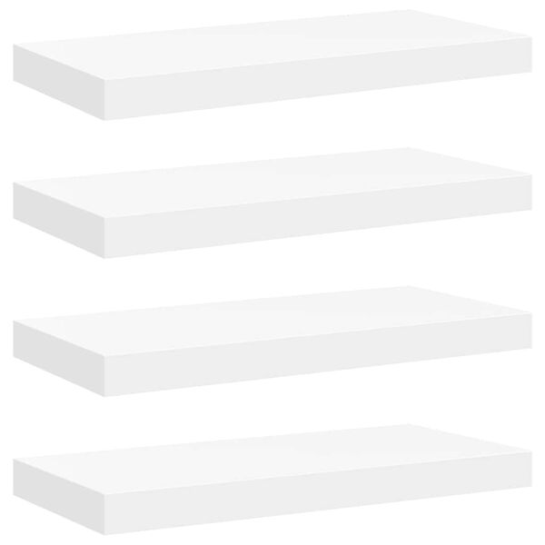 vidaXL Vegghengdar Hillur 4 stk. Hv&iacute;tar 50x23x3,8 cm MDF