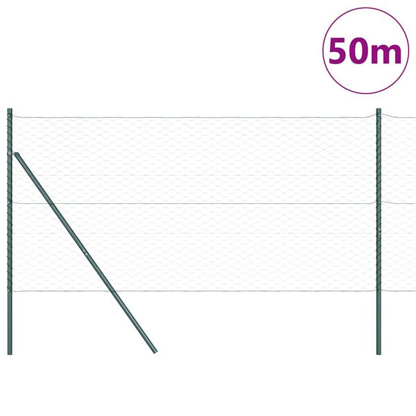 vidaXL Gir&eth;ingarp&oacute;stur Gr&aacute;r 50 x 1 m (50 mm net) St&aacute;l og PVC