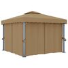 vidaXL Gazebo með Gardínu 3x3 m Mógrátt
