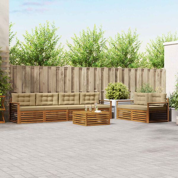 vidaXL &Uacute;ti s&oacute;fasett me&eth; p&uacute;&eth;i 7 pcs N&aacute;tt&uacute;rulegt og B&eacute;ig