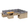 vidaXL 10 Hluta Gar&eth;s&oacute;fasett me&eth; Sessum Drappa&eth; P&oacute;l&yacute;rattan