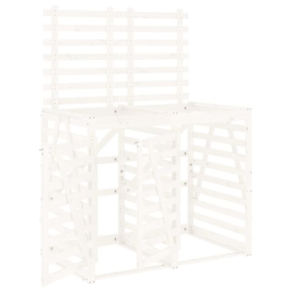 vidaXL Tv&ouml;f&ouml;ld geymsla fyrir Ruslatunnur Hv&iacute;t Gegnheil Fura