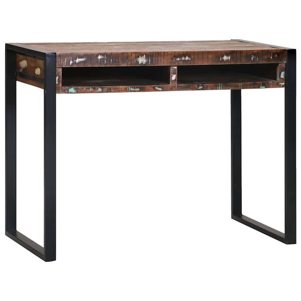 vidaXL Spegiltöflu með hillu Marglitur Gegnheill endurnýttur viður