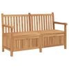 vidaXL Gar&eth;bekkur me&eth; geymslu 150 x 60 x 90 cm Solid teak vi&eth;ur