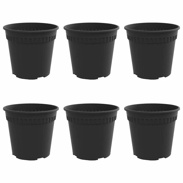 vidaXL R&uacute;n bl&oacute;mapotta 6 pcs Svartur &Oslash; 19 x 16 cm Plast