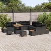 vidaXL Gar&eth;s&oacute;fa sett me&eth; p&uacute;&eth;i me&eth; geymslu 13 pcs Svartur Poly rattan