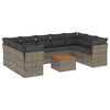 vidaXL 10 Hluta Gar&eth;s&oacute;fasett me&eth; Sessum Gr&aacute;tt P&oacute;l&yacute;rattan