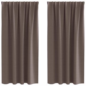 vidaXL Svartgard&iacute;nur me&eth; hringjum 2 pcs D&ouml;kk br&uacute;nt 175 x 140 cm
