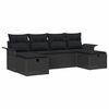vidaXL Gar&eth;s&oacute;fa sett me&eth; p&uacute;&eth;i me&eth; geymslu 6 pcs Svartur Poly rattan