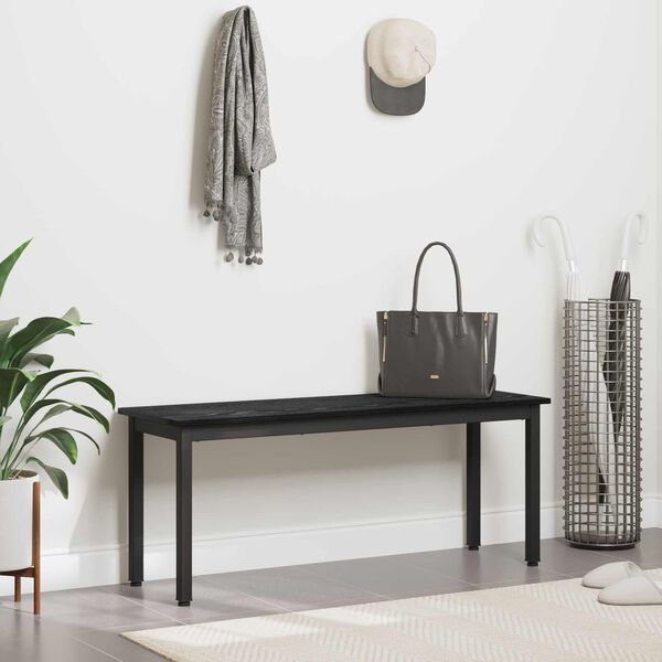 vidaXL Bekkur Svartur Eik 110 x 35 x 45 cm Samsettur vi&eth;ur