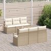 vidaXL S&oacute;fasett 7 pcs Beige og krem p&oacute;l&yacute;rattan