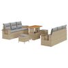 vidaXL Gar&eth;s&oacute;fa sett me&eth; p&uacute;&eth;i 9 pcs Drapplita&eth;ur p&oacute;l&yacute;rattan