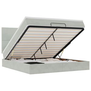 vidaXL Ottoman r&uacute;mgrind me&eth; d&yacute;num Lj&oacute;sgr&aacute;r 180x200cm Flauel