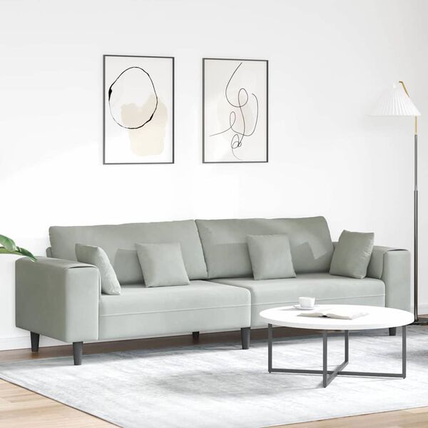 vidaXL S&oacute;fi me&eth; p&uacute;&eth;i Lj&oacute;sgr&aacute;r 250 x 77 x 76 cm Flauel