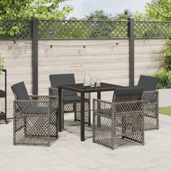 vidaXL Gar&eth;ur bor&eth;sett 5 pcs Gr&aacute;r p&oacute;l&yacute;rattan