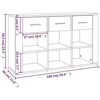 vidaXL skenkur Svartur 100x30x59,5 cm Hannaður viður