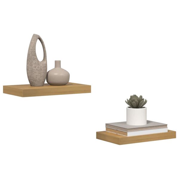 vidaXL Vegghylla 2 pcs Br&uacute;nn 40 x 23,5 x 4 cm Samsettur vi&eth;ur