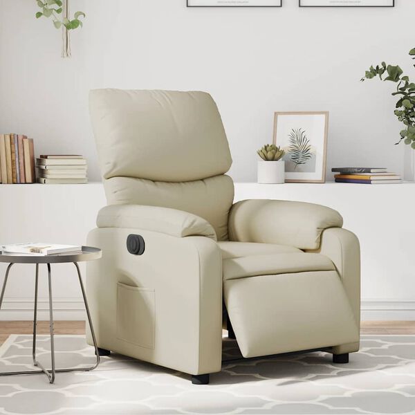vidaXL Electric Recliner Chair Cream gervi le&eth;ur