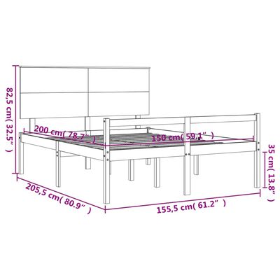 vidaXL Rúmgrind fyrir Eldra Fólk án Dýnu Gegnheil Viður King Size