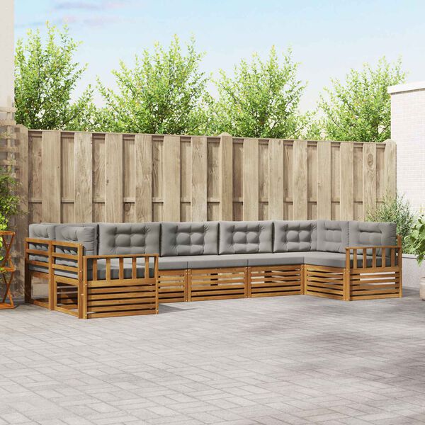 vidaXL &Uacute;ti s&oacute;fasett 7 pcs N&aacute;tt&uacute;rulegt og Lj&oacute;st Gr&aacute;tt Hrein akas&iacute;utr&eacute;