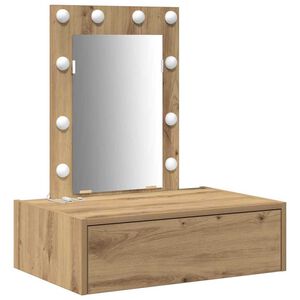 vidaXL F&ouml;tubor&eth; me&eth; spegillj&oacute;sum Br&uacute;nn 60 x 40 x 70 cm Samsettur vi&eth;ur