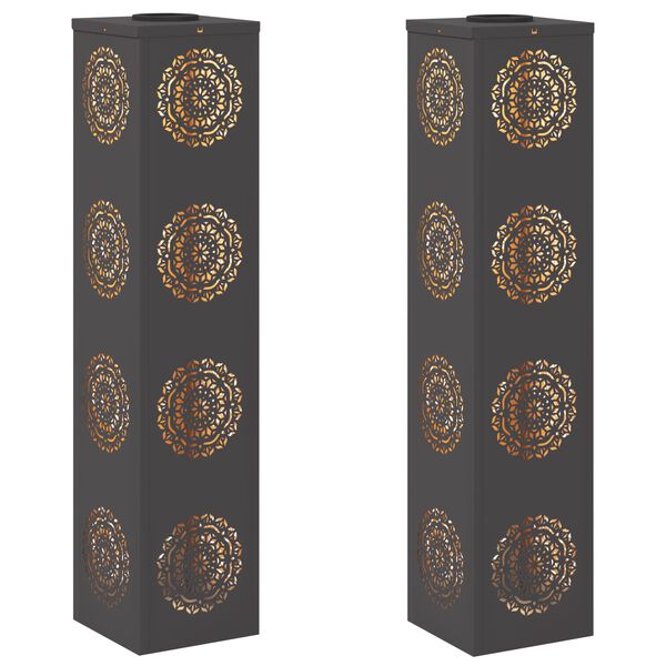 vidaXL S&oacute;lar LED st&iacute;gslj&oacute;s 2 pcs Svartur Kaldvalsa&eth;ur st&aacute;lar