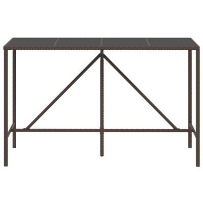 vidaXL Barborð með glerplötu Brúnt 180x70x110 cm Pólýrattan