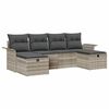 vidaXL Gar&eth;s&oacute;fa sett me&eth; p&uacute;&eth;i me&eth; geymslu 6 pcs Lj&oacute;sgr&aacute;tt Poly rattan