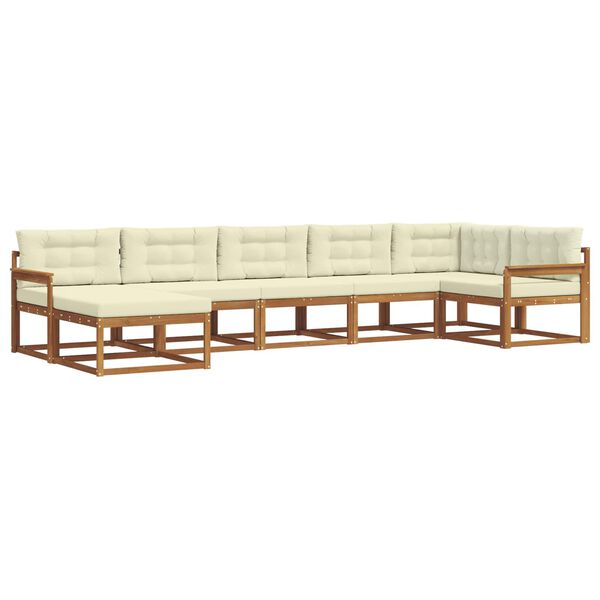 vidaXL &Uacute;ti s&oacute;fasett me&eth; p&uacute;&eth;i 7 pcs N&aacute;tt&uacute;rulegt og Krem