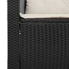 vidaXL Garðsófi með Púðum 3-Sæta Svart Pólýrattan