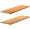 vidaXL gluggasyllur 2 stk lj&oacute;sbr&uacute;nt 140x40x2 cm gegnheilvi&eth;ar eik