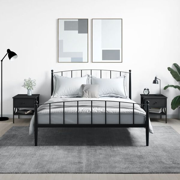 vidaXL N&aacute;ttbor&eth; 2 stk. Sv&ouml;rt 40x42x45 cm Samsettur Vi&eth;ur